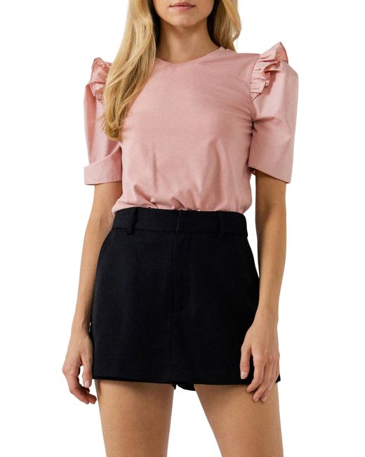 English Factory Mini Ruffle Puff Sleeve T-Shirt in at Nordstrom