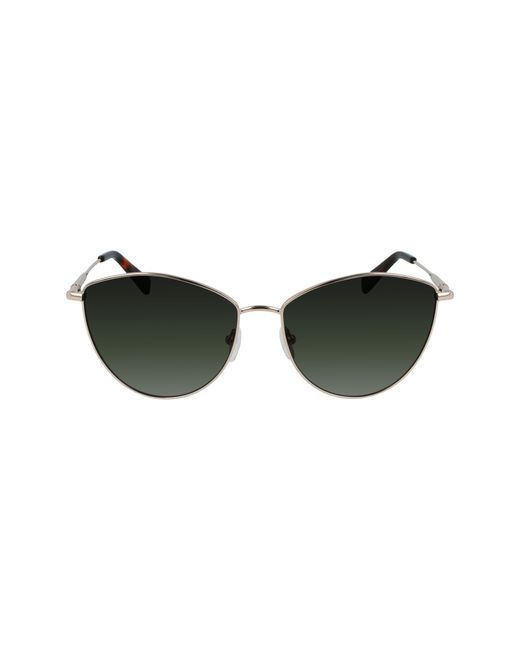 Longchamp Roseau 58mm Cat Eye Sunglasses in Rose Gold Green at Nordstrom
