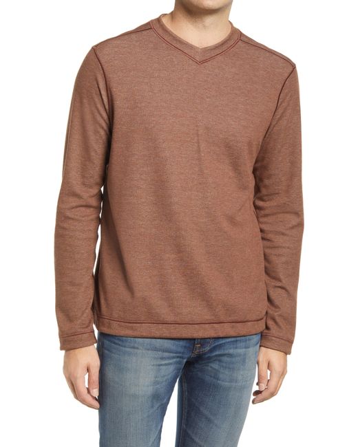 Johnston & Murphy Reversible Long Sleeve Shirt in Rust/Oatmeal at Nordstrom