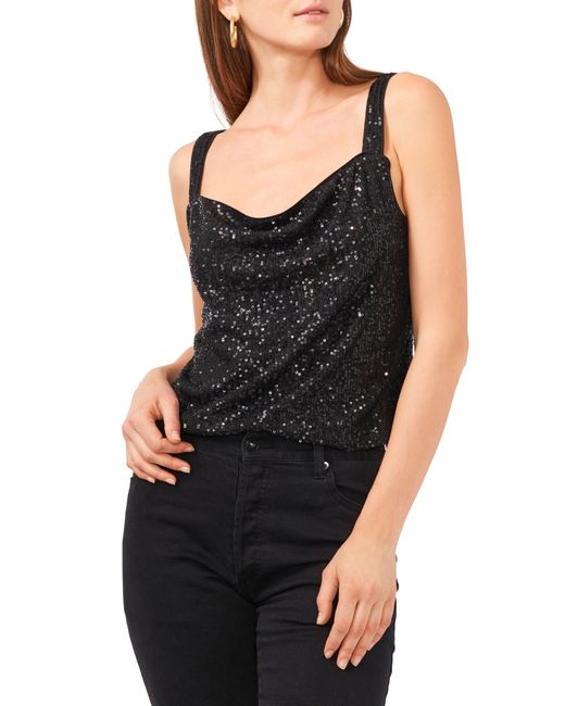 1.State Wide Strap Drape Neck Sequin Tank in at Nordstrom