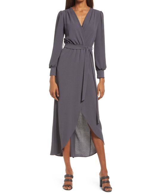 Fraiche by J Long Sleeve Faux Wrap Dress in at Nordstrom
