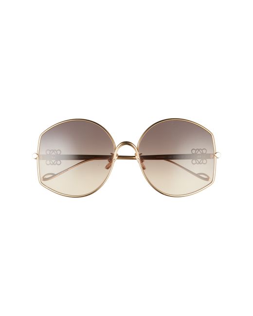 Loewe 60mm Round Sunglasses in Shiny Gold Gradient Smoke at Nordstrom