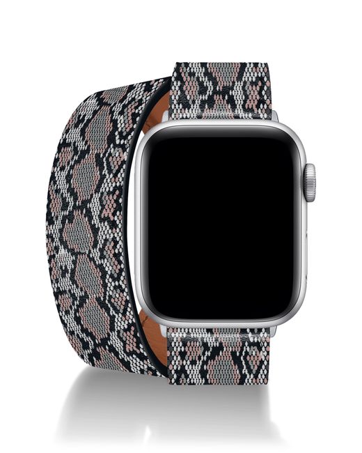 Wristpop Jimmy Snakeskin Print Faux Leather Apple WatchR Strap in Black/White at Nordstrom