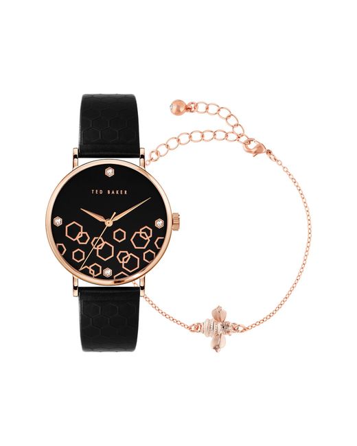 Ted Baker London Phylipa Beehive Leather Strap Charm Bracelet Set 37mm in at Nordstrom