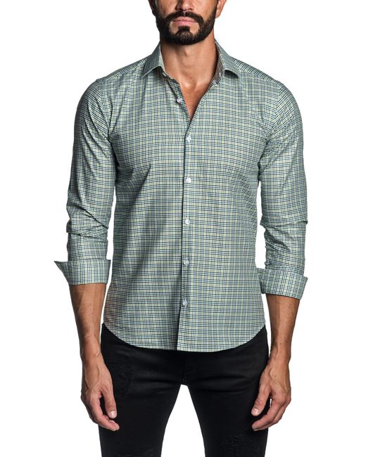 Jared Lang Trim Fit Check Button-Up Shirt in at Nordstrom
