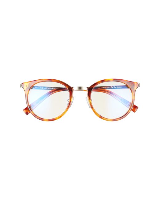 Le Specs No Lurking 49mm Round Light Blocking Glasses in Tort Gold Anti at Nordstrom