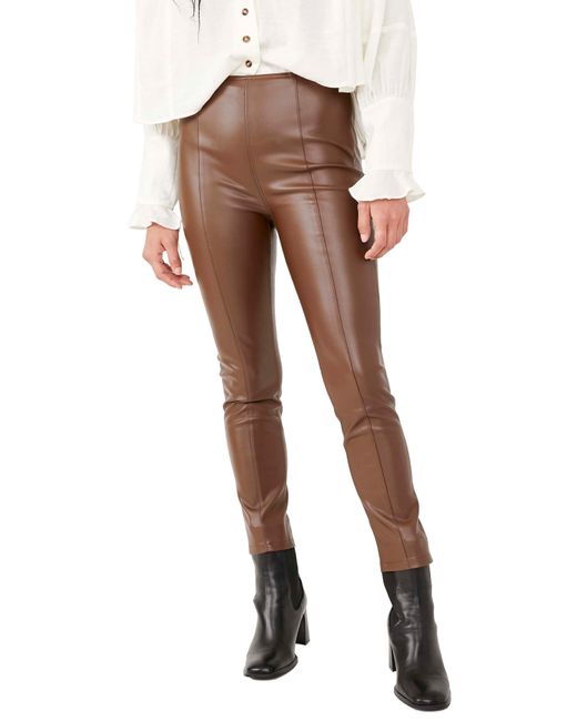 Free People Spitfire Stacked Faux Leather Skinny Pants in at Nordstrom
