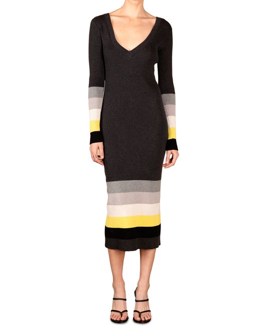 Le Superbe Horizons West Rib Long Sleeve Double-V Sweater Dress in at Nordstrom