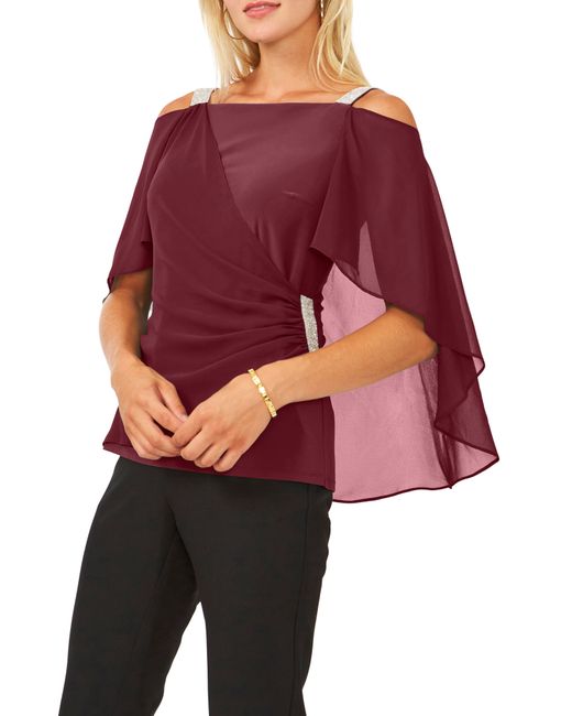 Chaus Drape Overlay Off the Shoulder Top in at Nordstrom