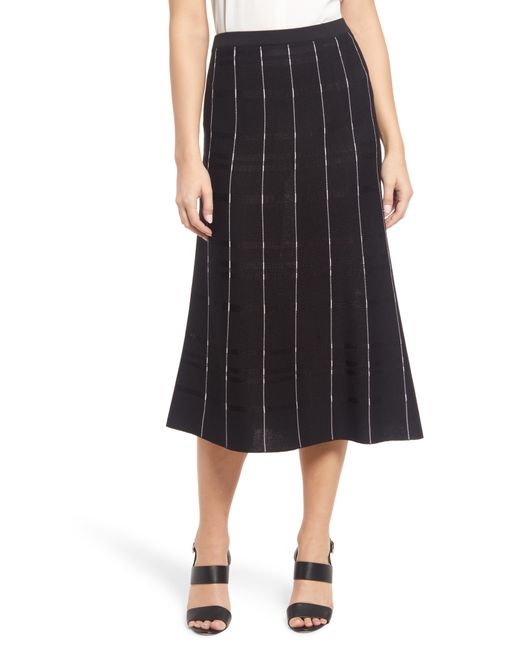 Ming Wang Stripe Stitch A-Line Skirt in at Nordstrom