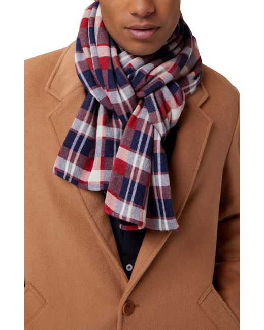 Good Man Brand Tartan Plaid Recycled Cashmere Scarf in Burgundy Navy at Nordstrom