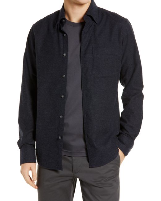 Scott Barber Solid Cotton Cashmere Button-Up Shirt in at Nordstrom