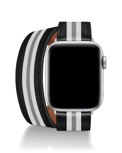 Wristpop Mustang Faux Leather Apple WatchR Band in Black/Grey/White at Nordstrom