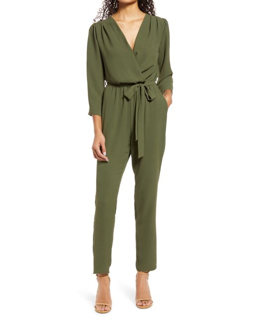 Fraiche by J Long Sleeve Belted Jumpsuit in at Nordstrom
