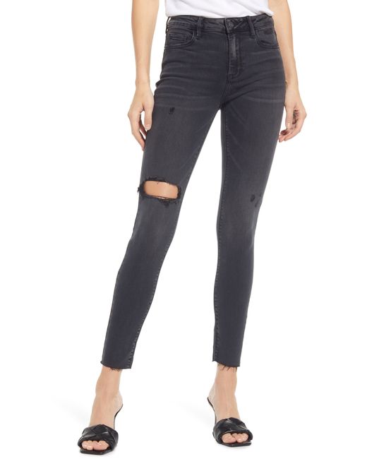 Hidden Jeans Distressed High Waist Raw Hem Skinny Jeans in at Nordstrom