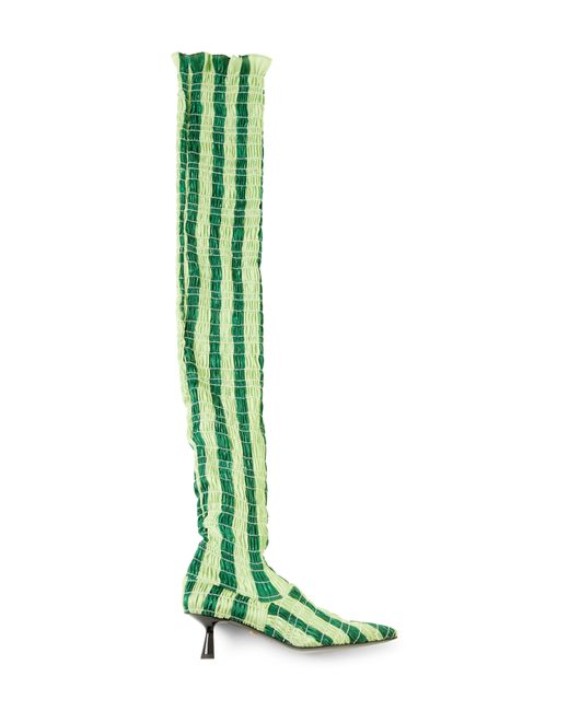 Amy Crookes Stripe Shirred Stretch Thigh High Boot in at Nordstrom
