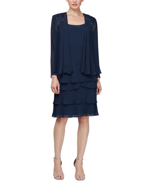 Slny Tiered Chiffon Cocktail Dress with Jacket in at Nordstrom