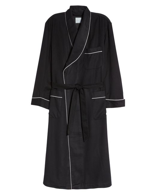Majestic International Woven Cashmere Robe in Blackness W Braid at Nordstrom