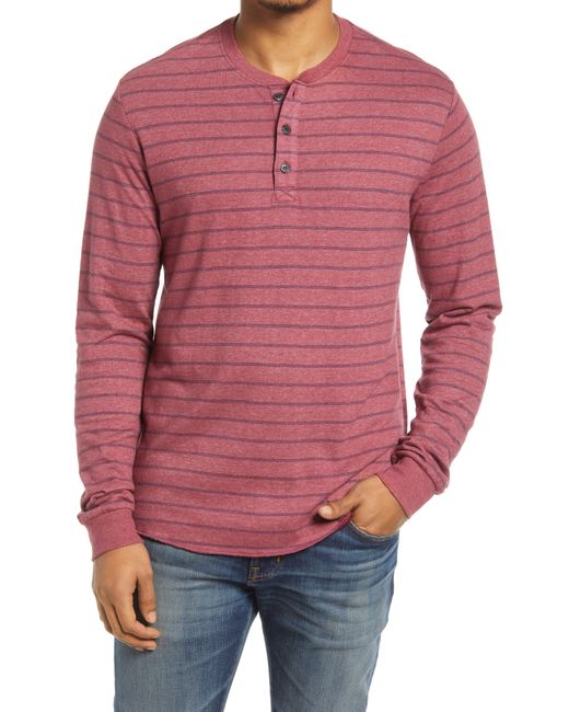 Marine Layer Long Sleeve Henley in Cordovan/Navy at Nordstrom
