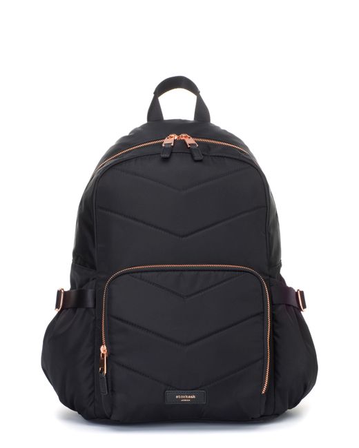 Storksak Hero Luxe Water Resistant Nylon Backpack Diaper Bag in Black Quilted at Nordstrom