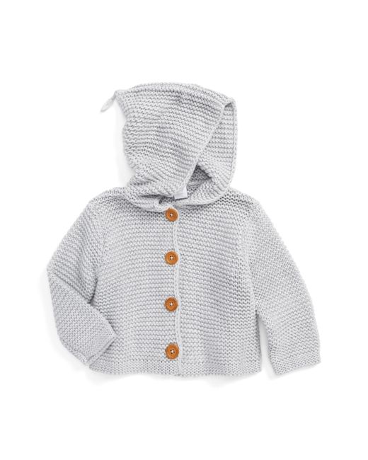 Nordstrom Baby Organic Cotton Hooded Cardigan 12M in Grey Ash Heather at
