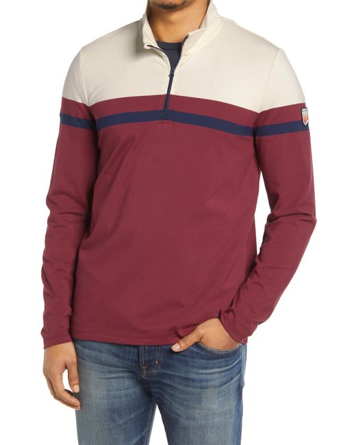 Marine Layer ML x LF Quarter Zip Pullover Large in Cordovan/Natural at Nordstrom