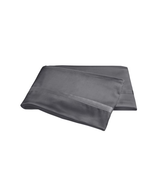 Matouk Nocturne 600 Thread Count Flat Sheet King in Charcoal at Nordstrom