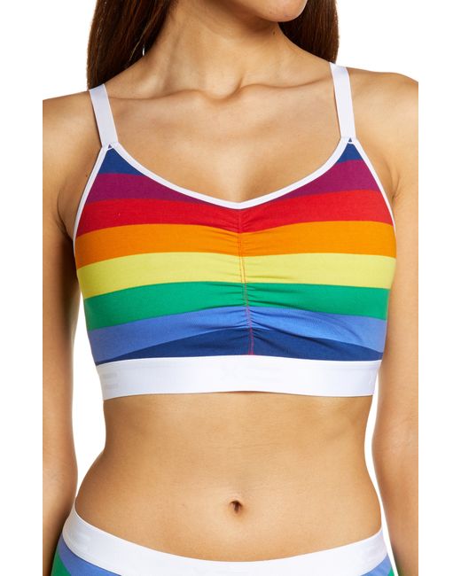TomboyX Ruched Bralette Small in Rainbow Pride at Nordstrom