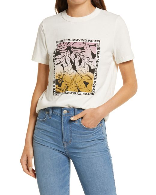 Madewell Between Swaying Palms Graphic Tomboy Tee Xx-Small in Lighthouse at Nordstrom