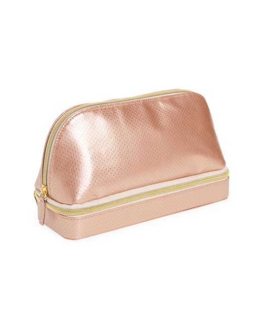 Nordstrom Cosmetic Pouch Jewelry Box in Blush Gold Dot at