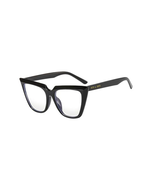 Fifth & Ninth Adelaide 55mm Cat Eye Blue Light Blocking Glasses in Black/Clear at Nordstrom