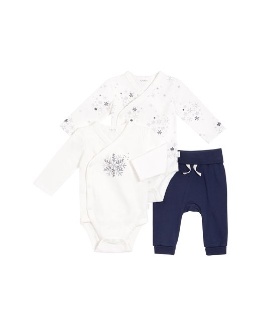 FIRSTS by petit lem Snowflake 2-Pack Stretch Cotton Wrap Bodysuits Joggers Set in at Nordstrom
