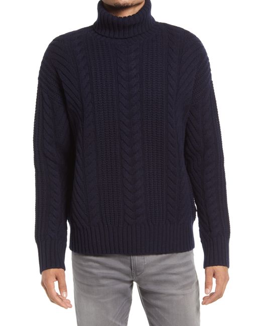 Boss Nannos Cable Knit Wool Turtleneck Sweater in at Nordstrom