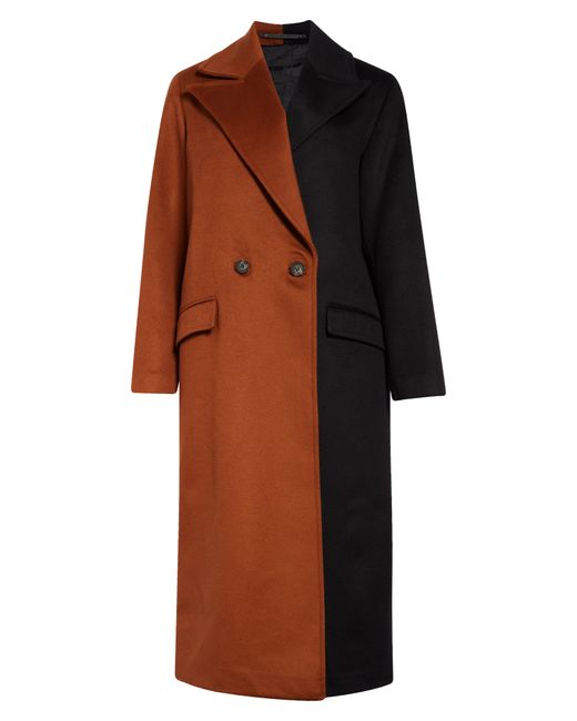 AllSaints Mabel Wool Blend Coat in Brown/Black at Nordstrom
