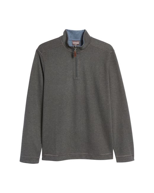 Johnston & Murphy Reversible Quarter Zip Pullover in Charcoal/Blue at Nordstrom