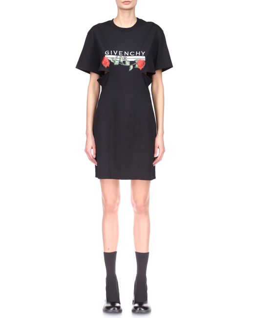Givenchy Rose Graphic Cutouts T-Shirt Dress in at Nordstrom
