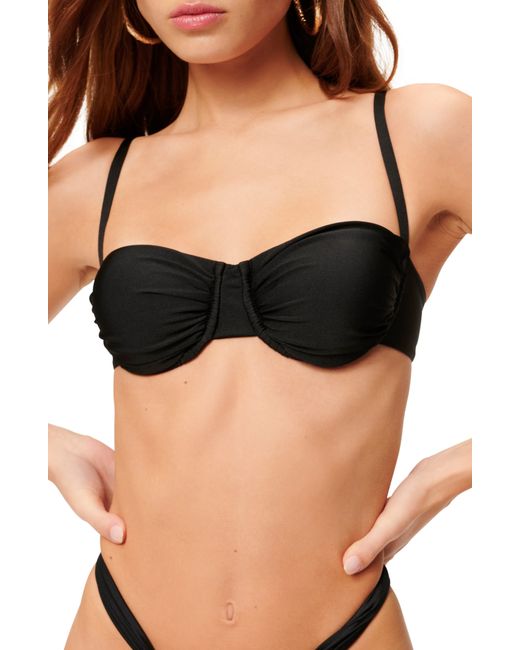 Good American Shiny Ruched Demi Underwire Bikini Top in at Nordstrom