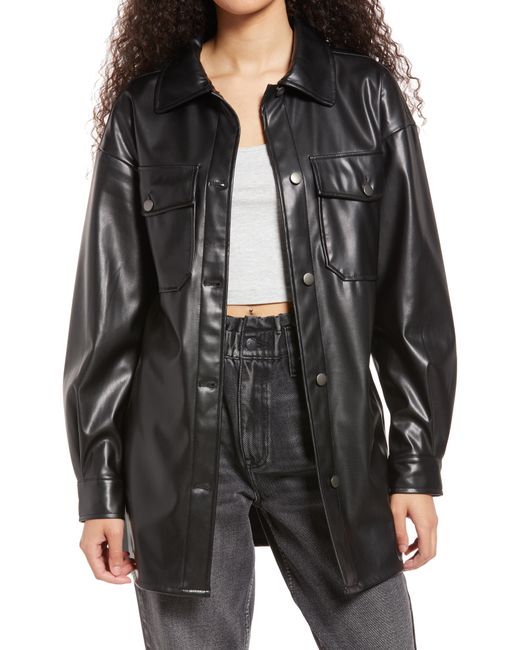 Vigoss Faux Leather Shacket in at Nordstrom