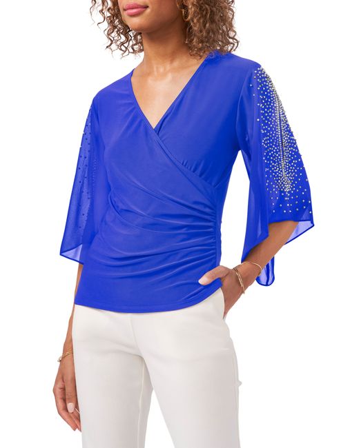 Chaus Beaded Sleeve Surplice Knit Top in at Nordstrom