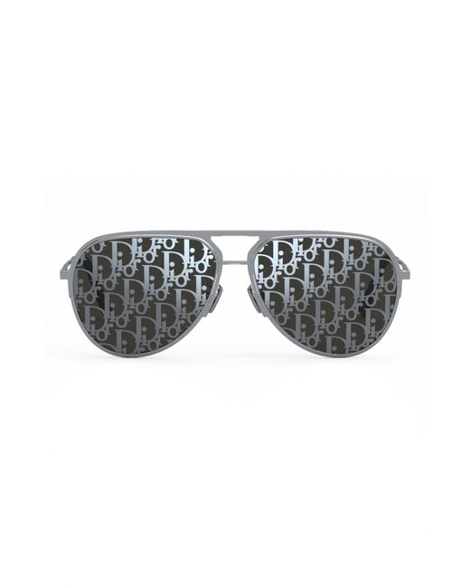 Christian Dior Dior Oblique Essential 60mm Sunglasses in Shiny Palladium Smoke Mirror at Nordstrom