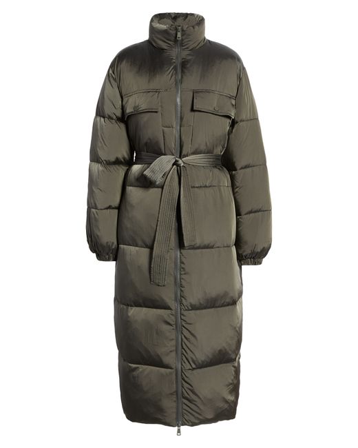 Good American Water-Resistant Longline Belted Puffer Coat in at Nordstrom