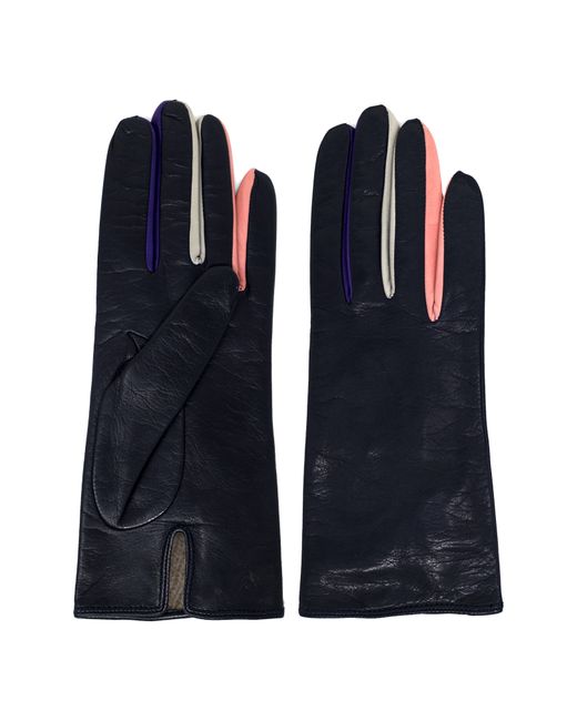 Nicoletta Rosi Colorblock Cashmere Lined Lambskin Leather Gloves in at Nordstrom