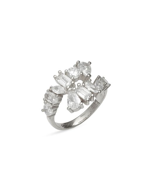 Shymi Multicut Cubic Zirconia Bypass Ring in Silver White at Nordstrom