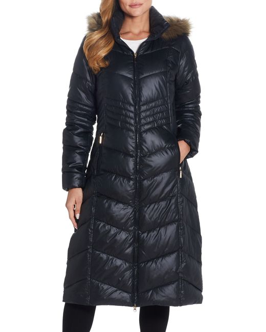 Gallery Long Quilted Parka with Faux Fur Trim in at Nordstrom