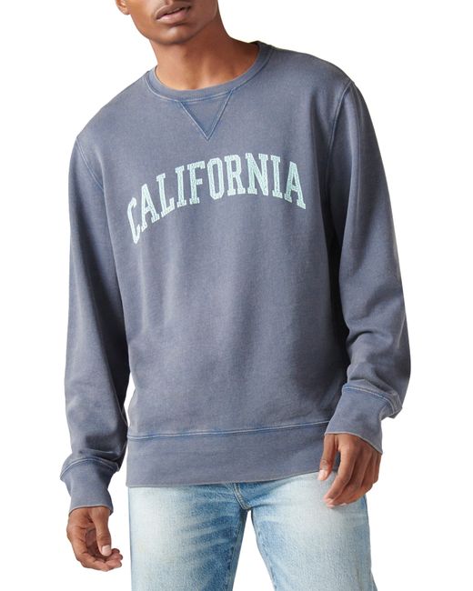 Lucky Brand California Terry Cotton Graphic Sweatshirt Medium in American Navy at Nordstrom
