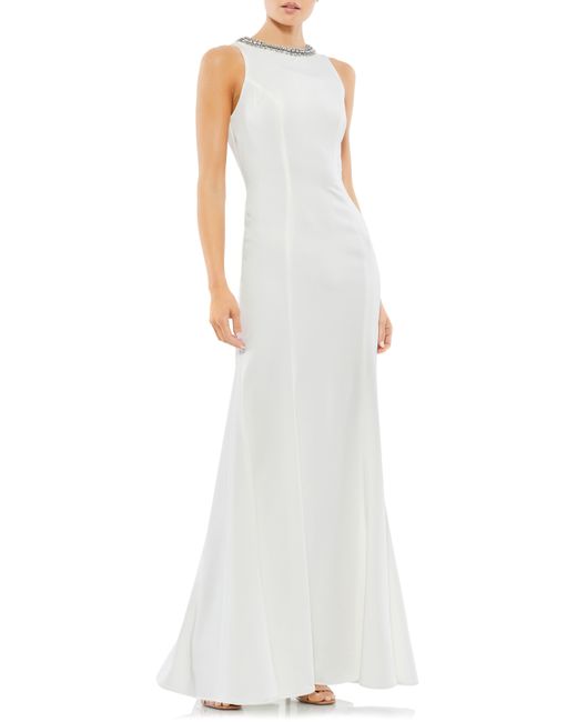 Ieena for Mac Duggal Crystal Neck Trumpet Gown 0 in at