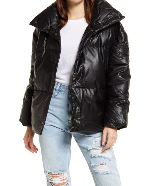 Vigoss Faux Leather Puffer Jacket in at