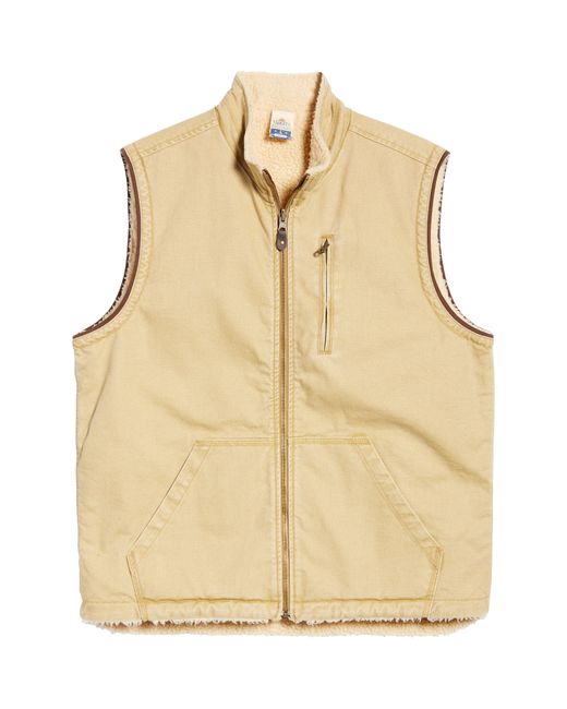 Faherty Stormrider Fleece Lined Twill Vest X-Large in Vintage Wheat at