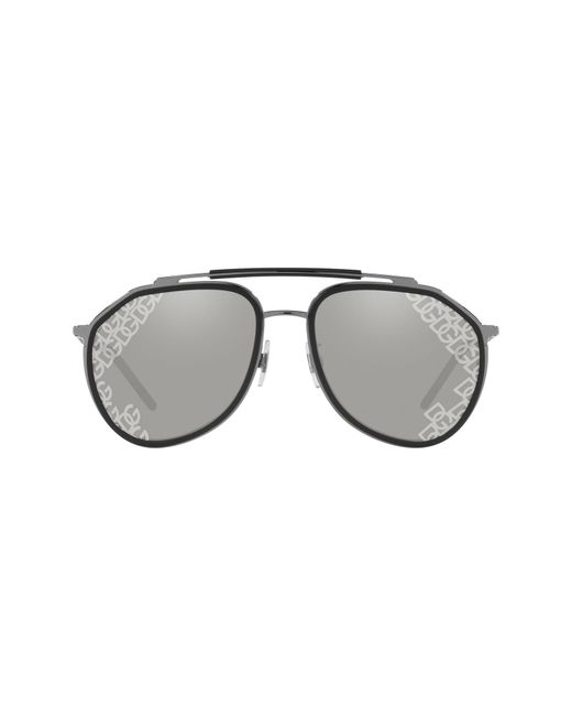 Dolce & Gabbana 57mm Aviator Sunglasses in Gunmetal/black/grey at