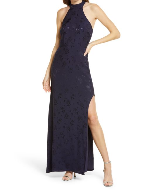 Lulus Red Carpet Ready Halter Column Gown in at